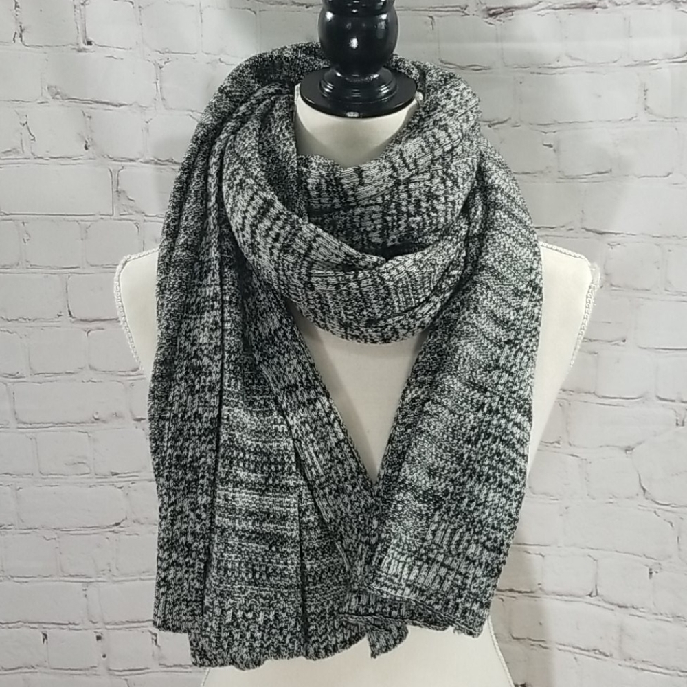 Banana Republic Black And Grey Merino Wool Wrap